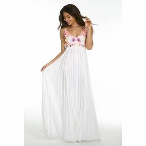 RAGA Embroidered Empire Waist Boho Maxi Dress XS